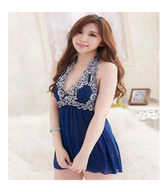 Two-Color Lace With Cups Low-Cut Transparent Sexy Pajamas